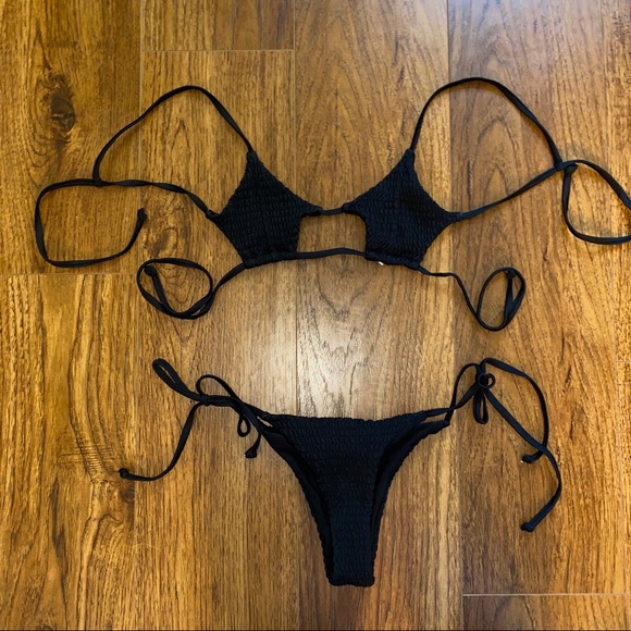 Black Cut Out String Bikini - Picture 2 of 4